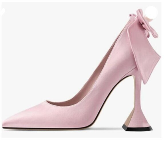YDN Shoes - YDN Pink Bow Pointed Toe Slip on Pumps Special High Heels Party Prom Shoes